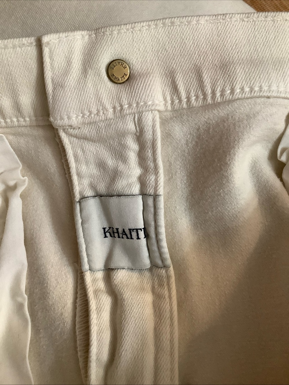 Khaite Wendell Cropped Wide Leg Jeans Size 30 Ivory Cream Denim Stretch - Picture 5 of 10